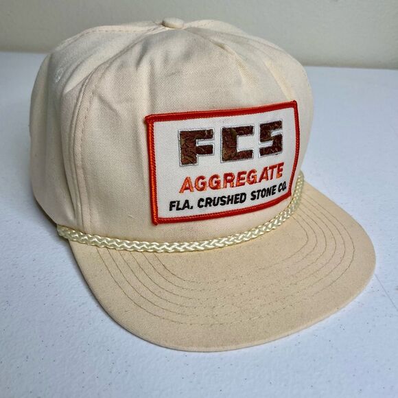 Vintage San Sun FCS Aggregate Fla Crushed Stone Co Patch Cream Trucker Hat OSFA - Picture 13 of 13